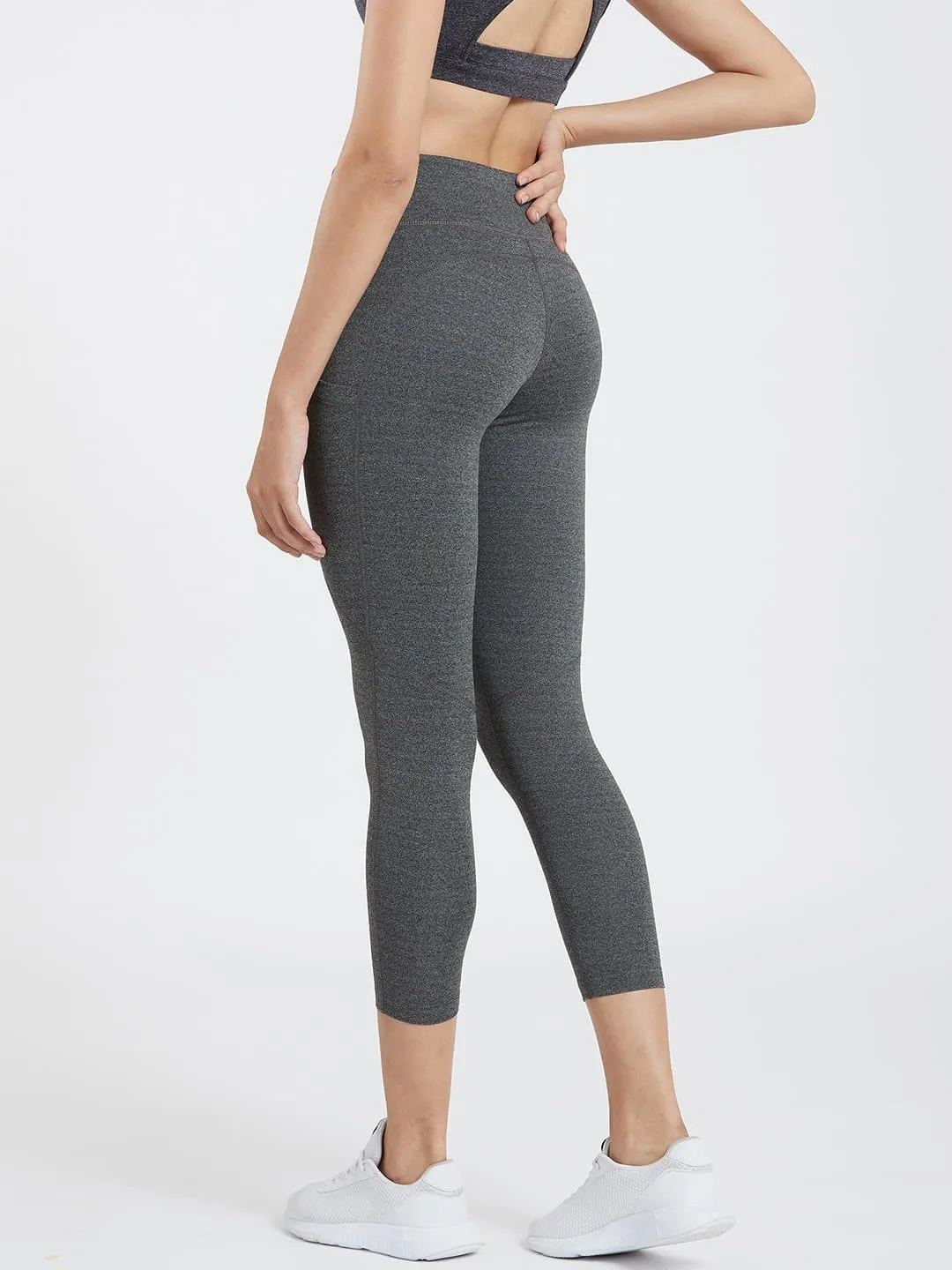 Creeluxe Fierce Grey Marl Ankle Length Pocket Leggings