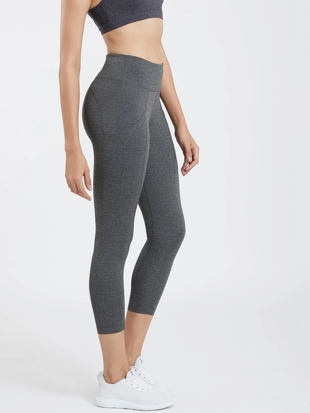 Creeluxe Fierce Grey Marl Ankle Length Pocket Leggings