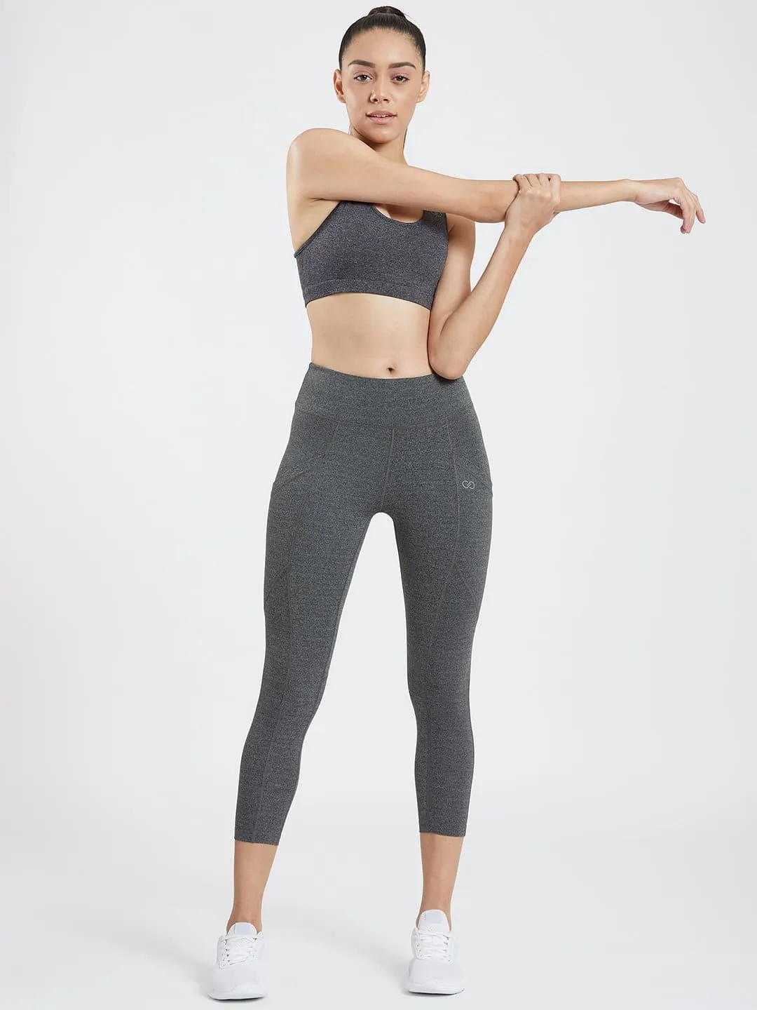 Creeluxe Fierce Grey Marl Ankle Length Pocket Leggings