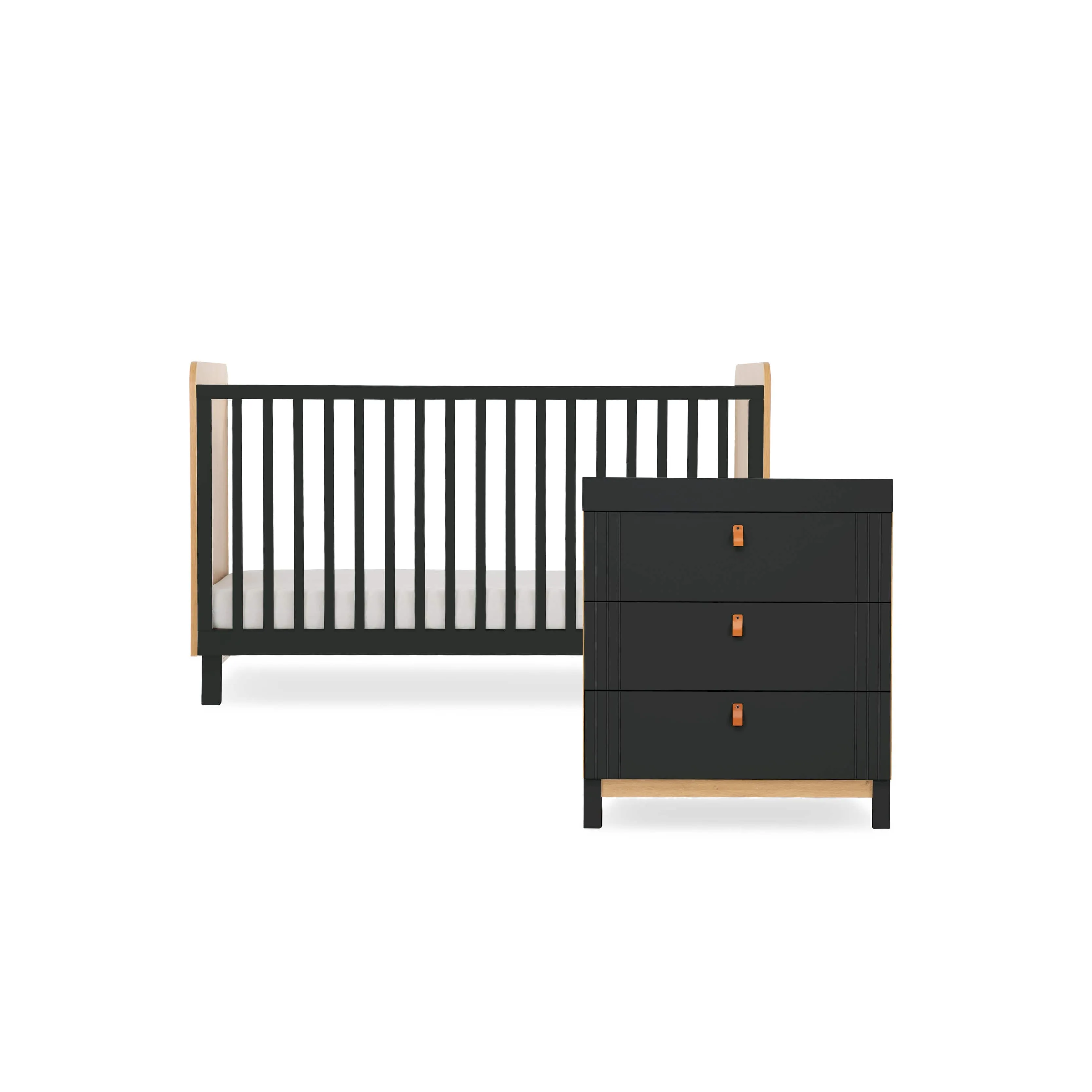 CuddleCo Rafi 2 Piece Room Set in Oak/Black