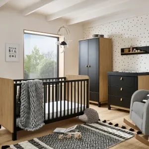 CuddleCo Rafi 3 Piece Room Set in Oak/Black