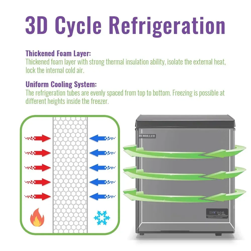 Deep Chest Freezer Mini Freezer with Electronic Display Screen, Free-Standing Top Door Freezer