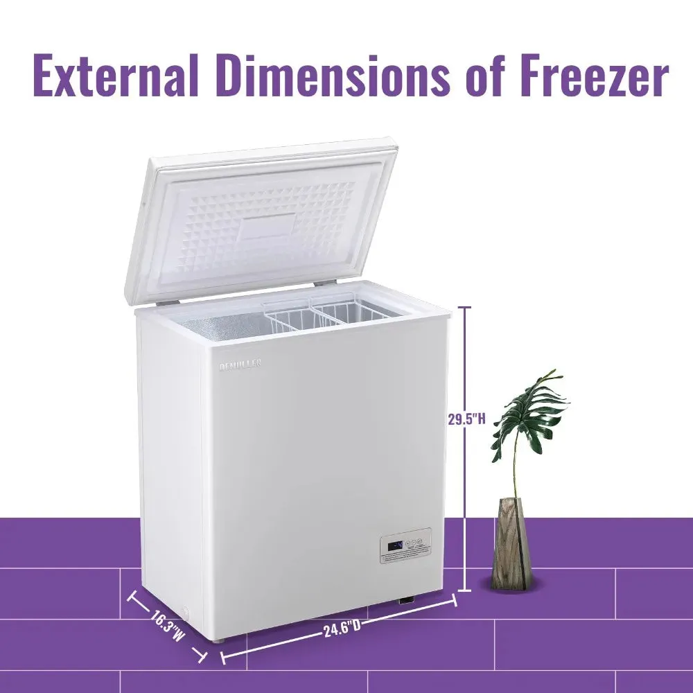 Deep Chest Freezer Mini Freezer with Electronic Display Screen, Free-Standing Top Door Freezer