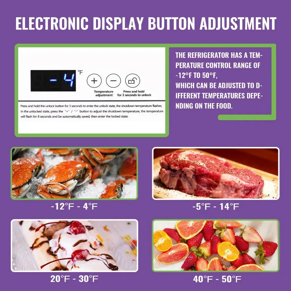 Deep Chest Freezer Mini Freezer with Electronic Display Screen, Free-Standing Top Door Freezer