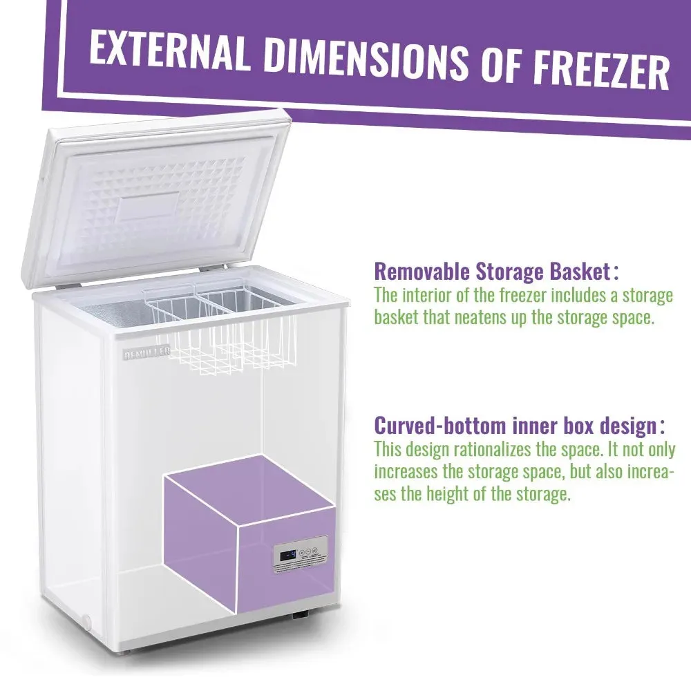 Deep Chest Freezer Mini Freezer with Electronic Display Screen, Free-Standing Top Door Freezer