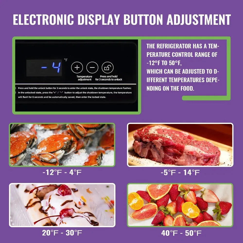 Deep Chest Freezer Mini Freezer with Electronic Display Screen, Free-Standing Top Door Freezer