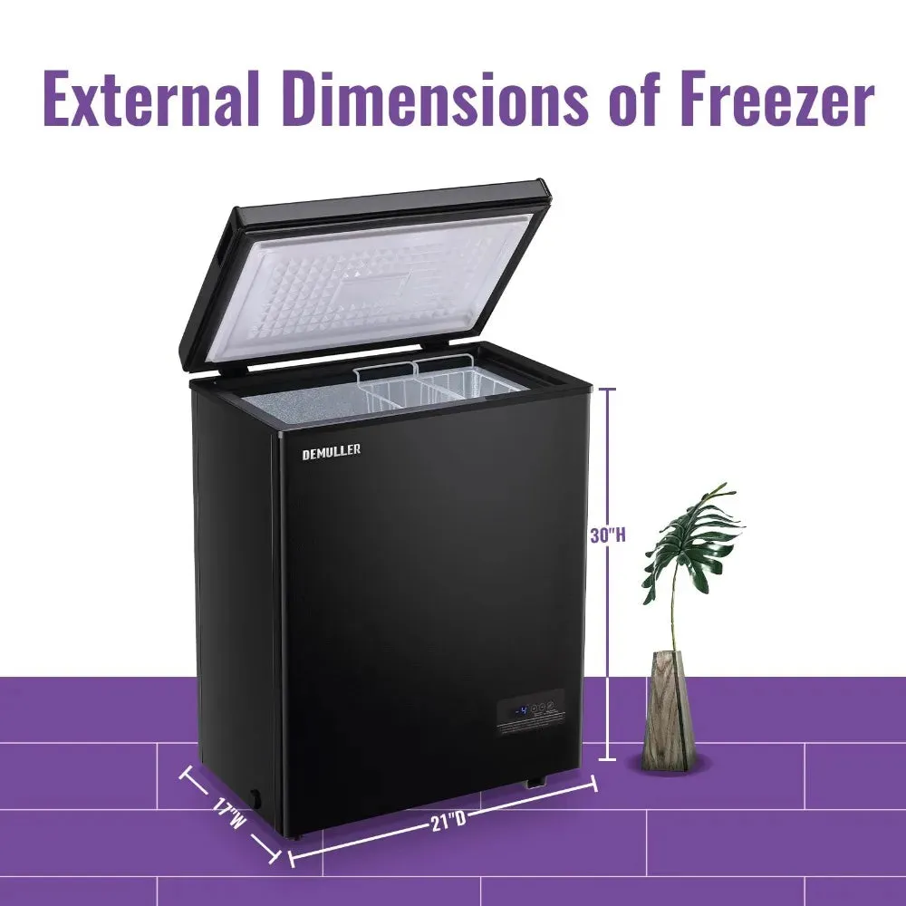 Deep Chest Freezer Mini Freezer with Electronic Display Screen, Free-Standing Top Door Freezer