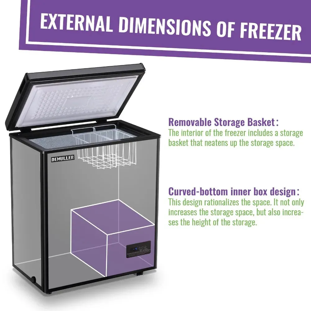 Deep Chest Freezer Mini Freezer with Electronic Display Screen, Free-Standing Top Door Freezer