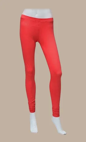 Deep Coral Cotton Leggings