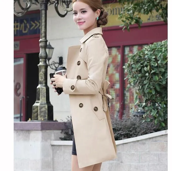 Double Breast Lapel Long Trench Coat