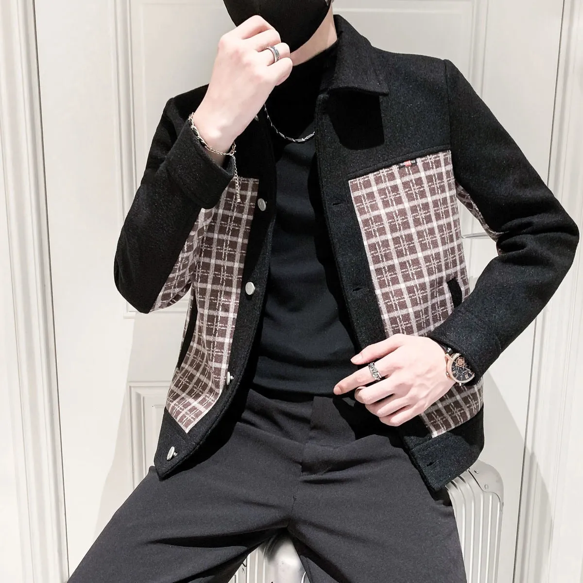 Double Side Plaid Pattern Jacket