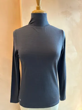 Ebony - Merino (210) LS High Neck Top Indi Blue