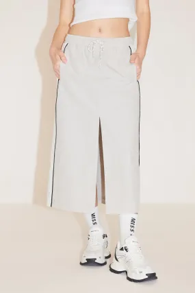 Elastic Waist Colour Contrasting Sporty Slit Skirt