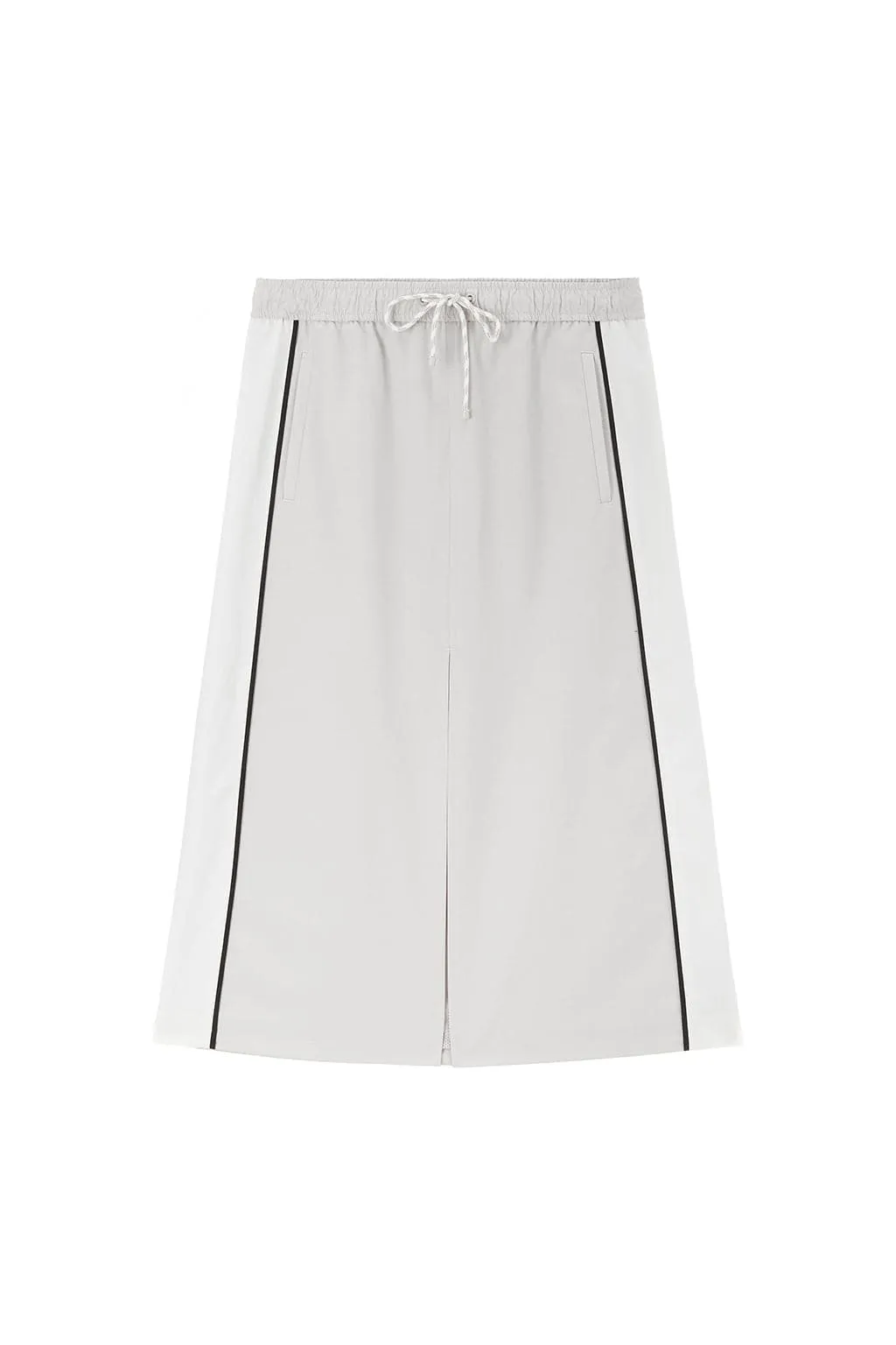 Elastic Waist Colour Contrasting Sporty Slit Skirt