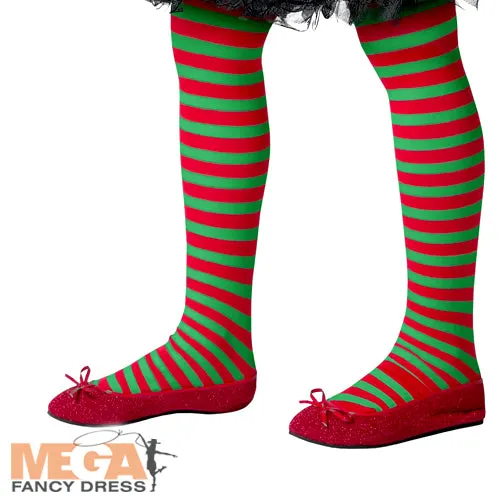 Elf Striped Girls Tights