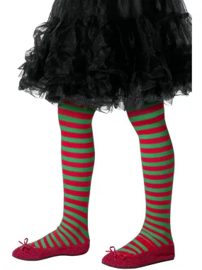 Elf Striped Girls Tights