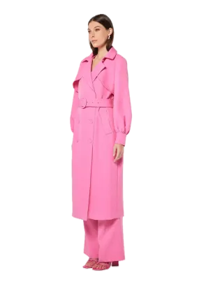 Elliatt Lovely Trench Coat in Pink - Chic Midi with Adjustable Waist Belt