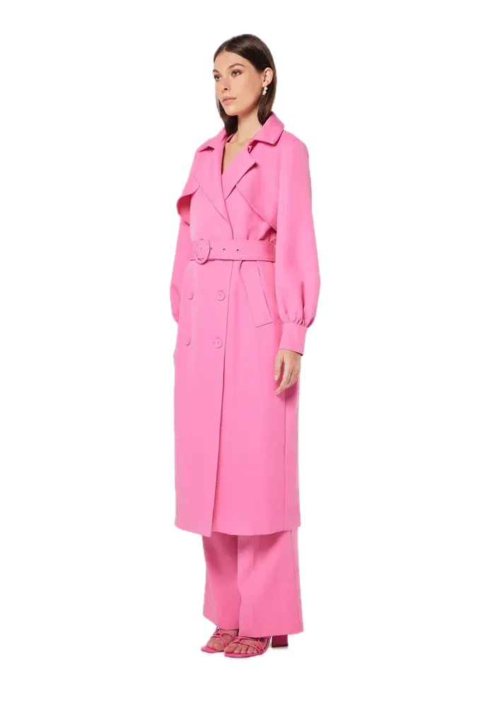 Elliatt Lovely Trench Coat in Pink - Chic Midi with Adjustable Waist Belt