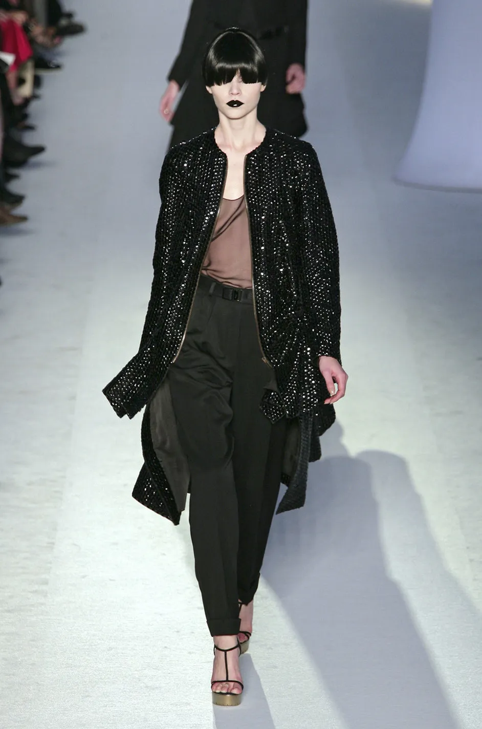 Fall 2008 Yves Saint Laurent by Stefano Pilati Runway Metal Sequin Coat