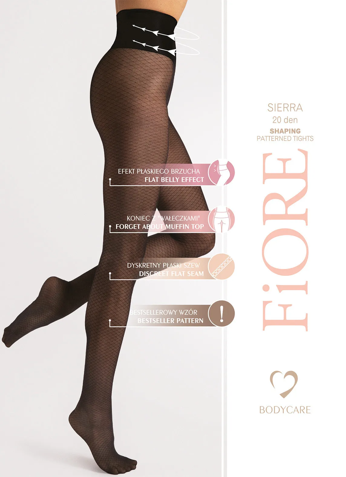 FiORE Sierra 20 Denier Fishnet Patterned Control Top Tights