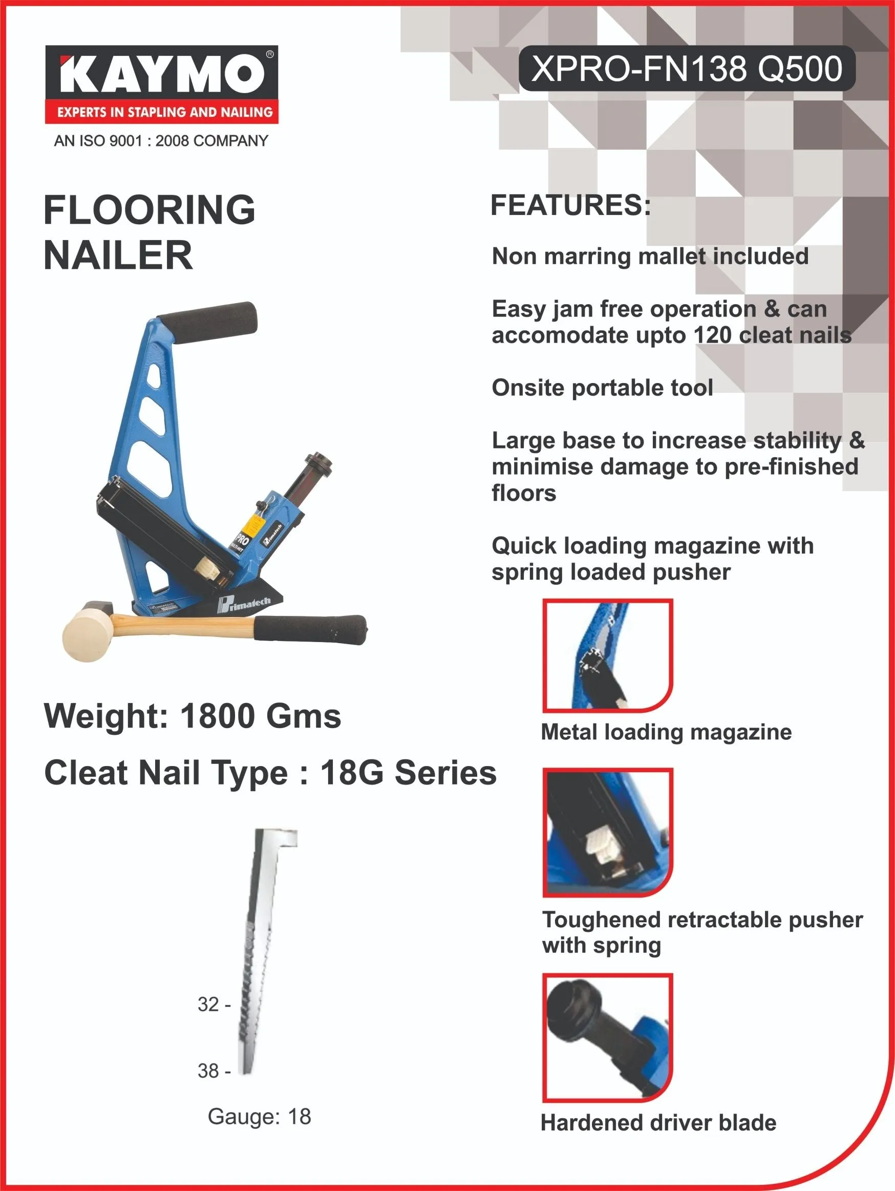 FLOORING NAILER PT MANUAL- Q500