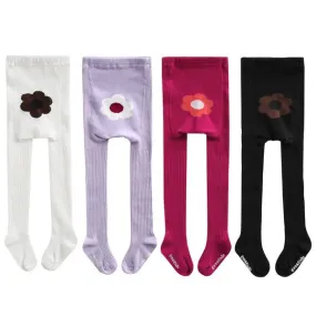 Flower Tights (Black/Ivory/Plum/Purple)