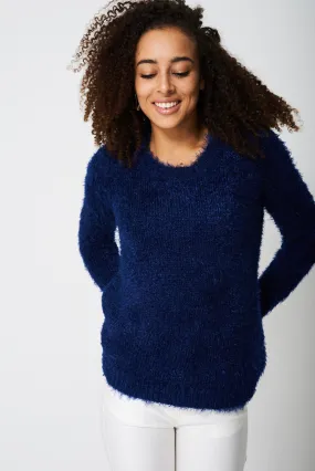 Fluffy Jumper in Midnight Blue