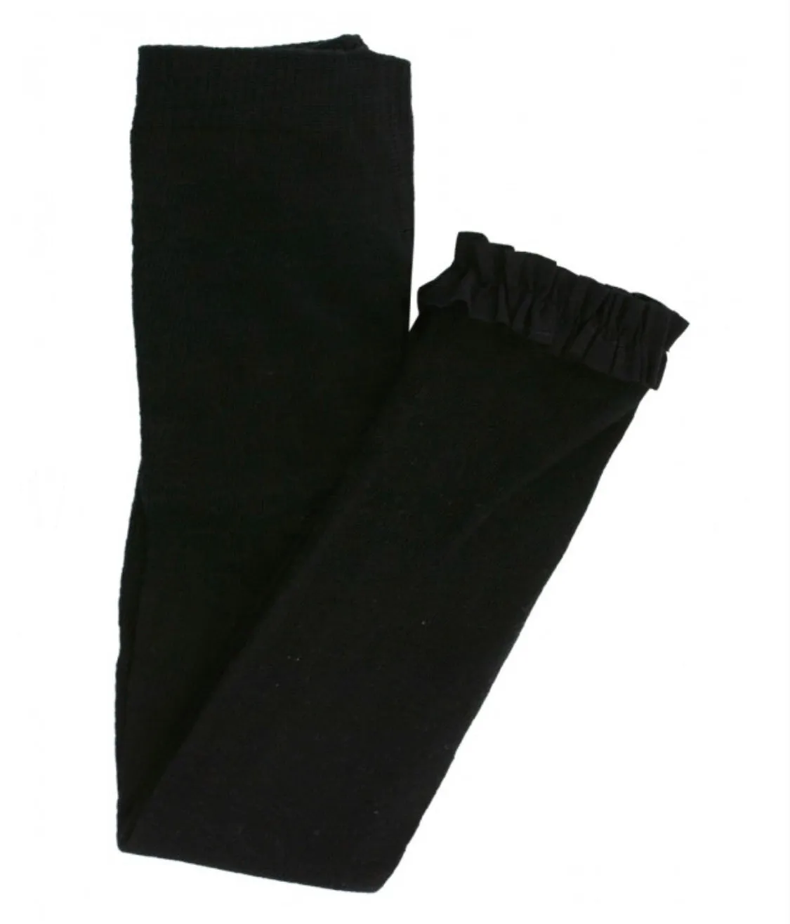 Footless Ruffle Tights - Black