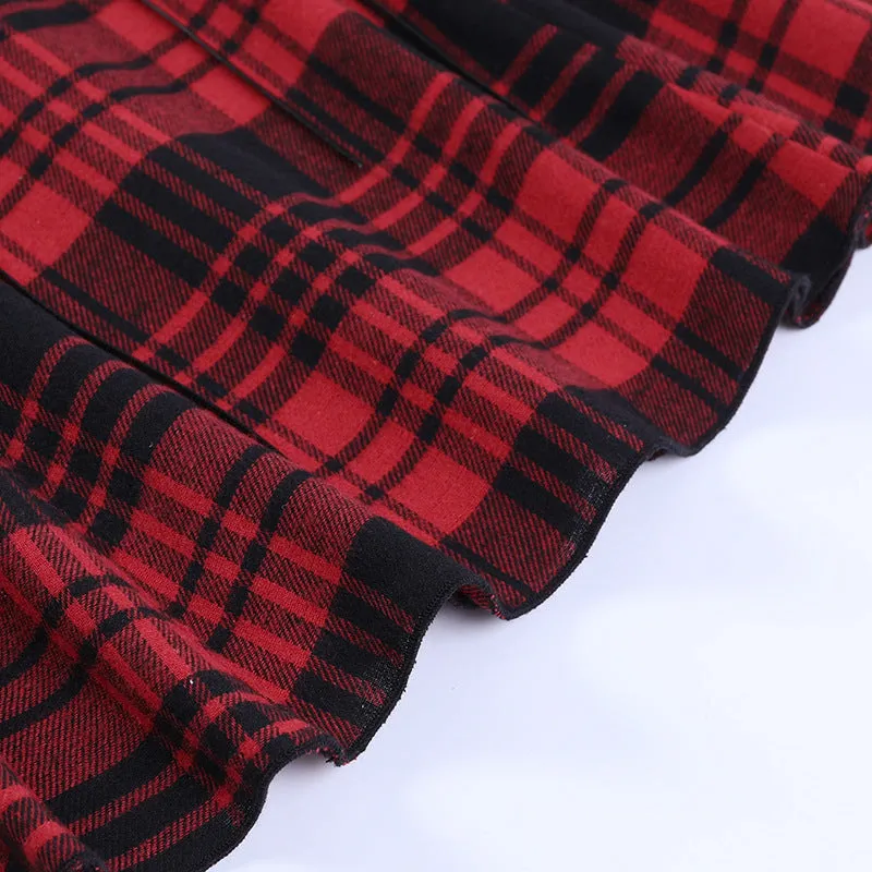 Funki Buys | Dresses | Women's Alt Goth Red Plaid Lolita Dress