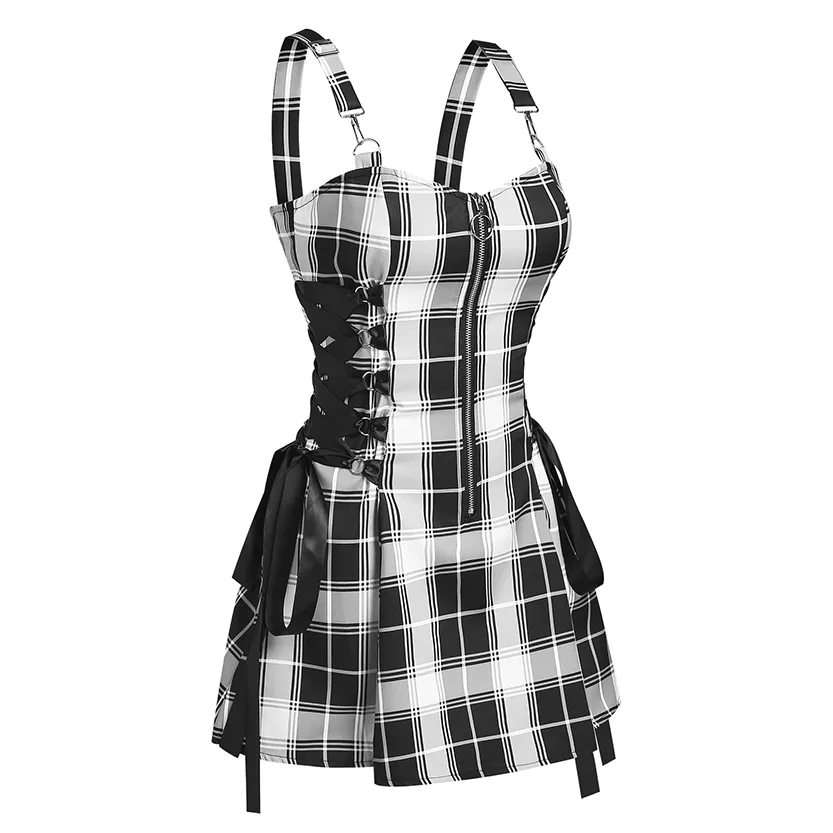 Funki Buys | Dresses | Women's Fairy Grunge Plaid Mini Dress