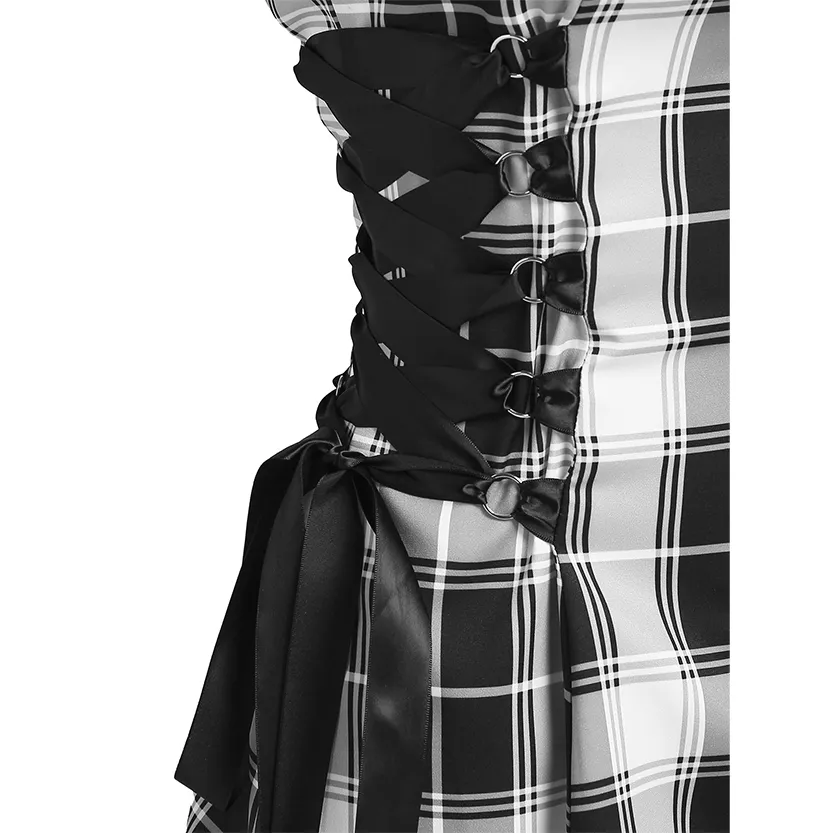 Funki Buys | Dresses | Women's Fairy Grunge Plaid Mini Dress