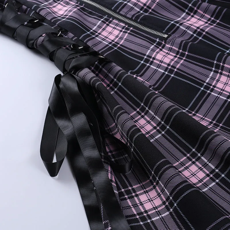 Funki Buys | Dresses | Women's Fairy Grunge Plaid Mini Dress