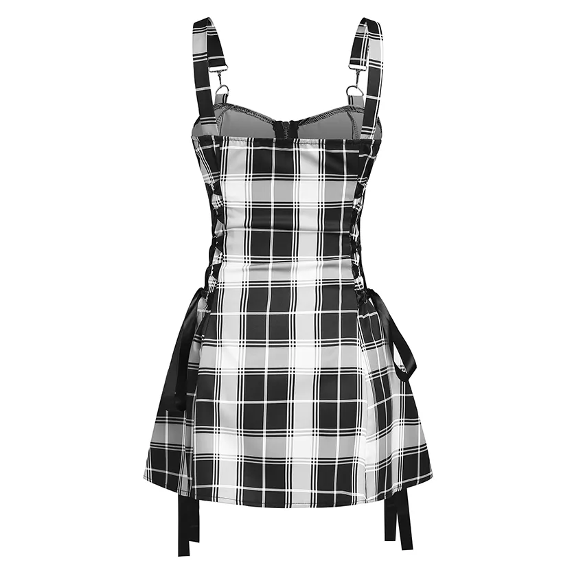 Funki Buys | Dresses | Women's Fairy Grunge Plaid Mini Dress