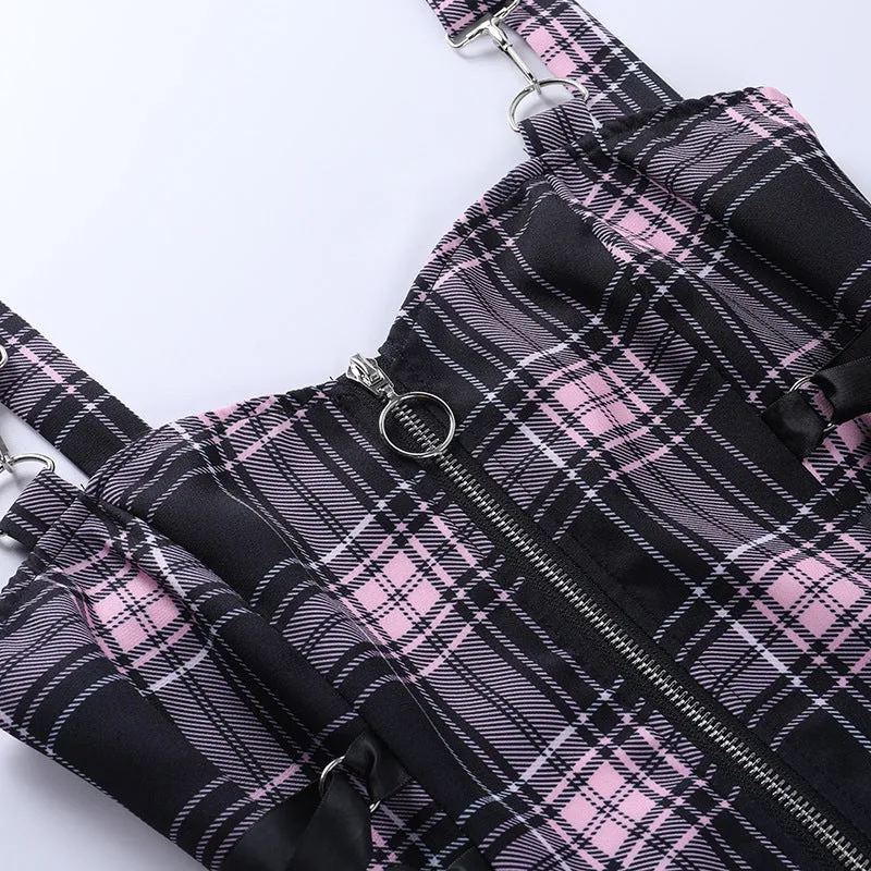 Funki Buys | Dresses | Women's Fairy Grunge Plaid Mini Dress