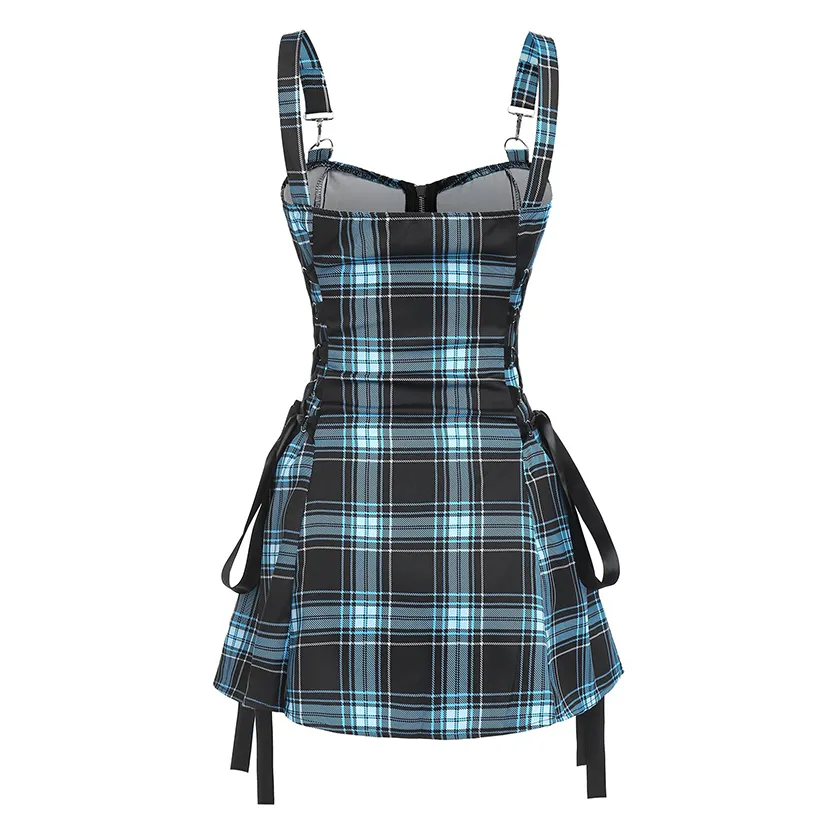 Funki Buys | Dresses | Women's Fairy Grunge Plaid Mini Dress