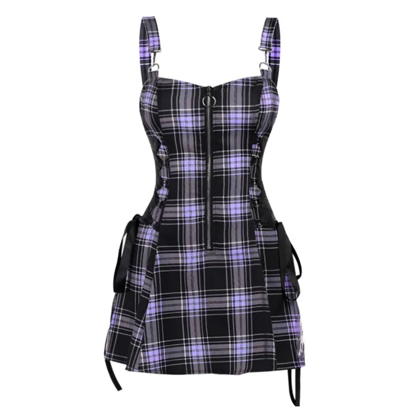 Funki Buys | Dresses | Women's Fairy Grunge Plaid Mini Dress