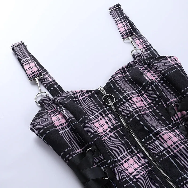 Funki Buys | Dresses | Women's Fairy Grunge Plaid Mini Dress