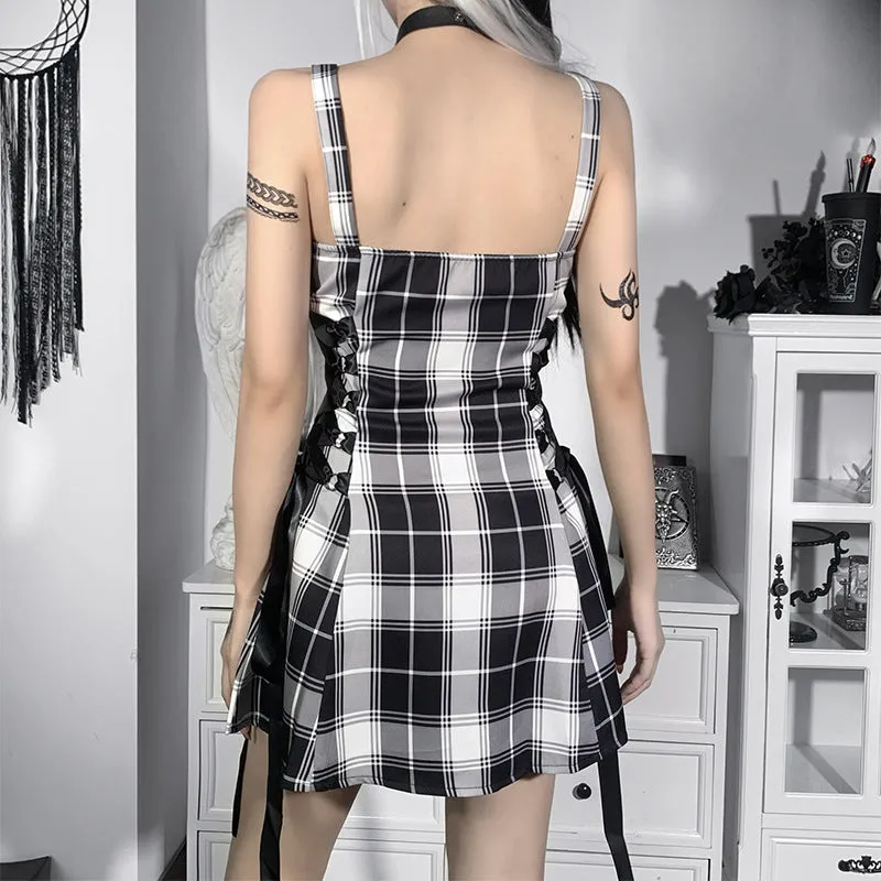 Funki Buys | Dresses | Women's Fairy Grunge Plaid Mini Dress