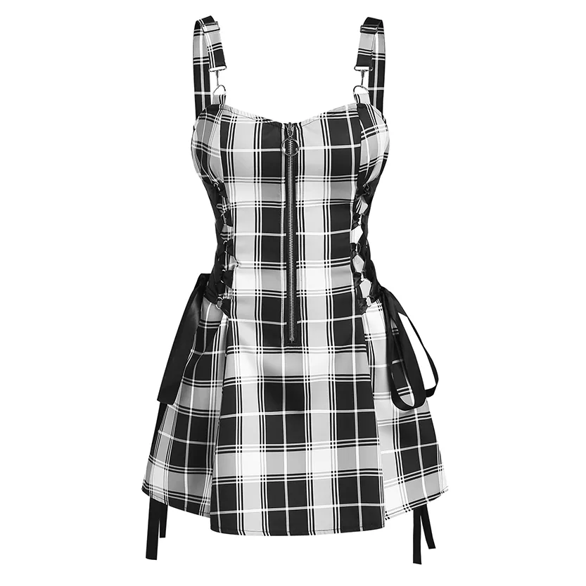 Funki Buys | Dresses | Women's Fairy Grunge Plaid Mini Dress