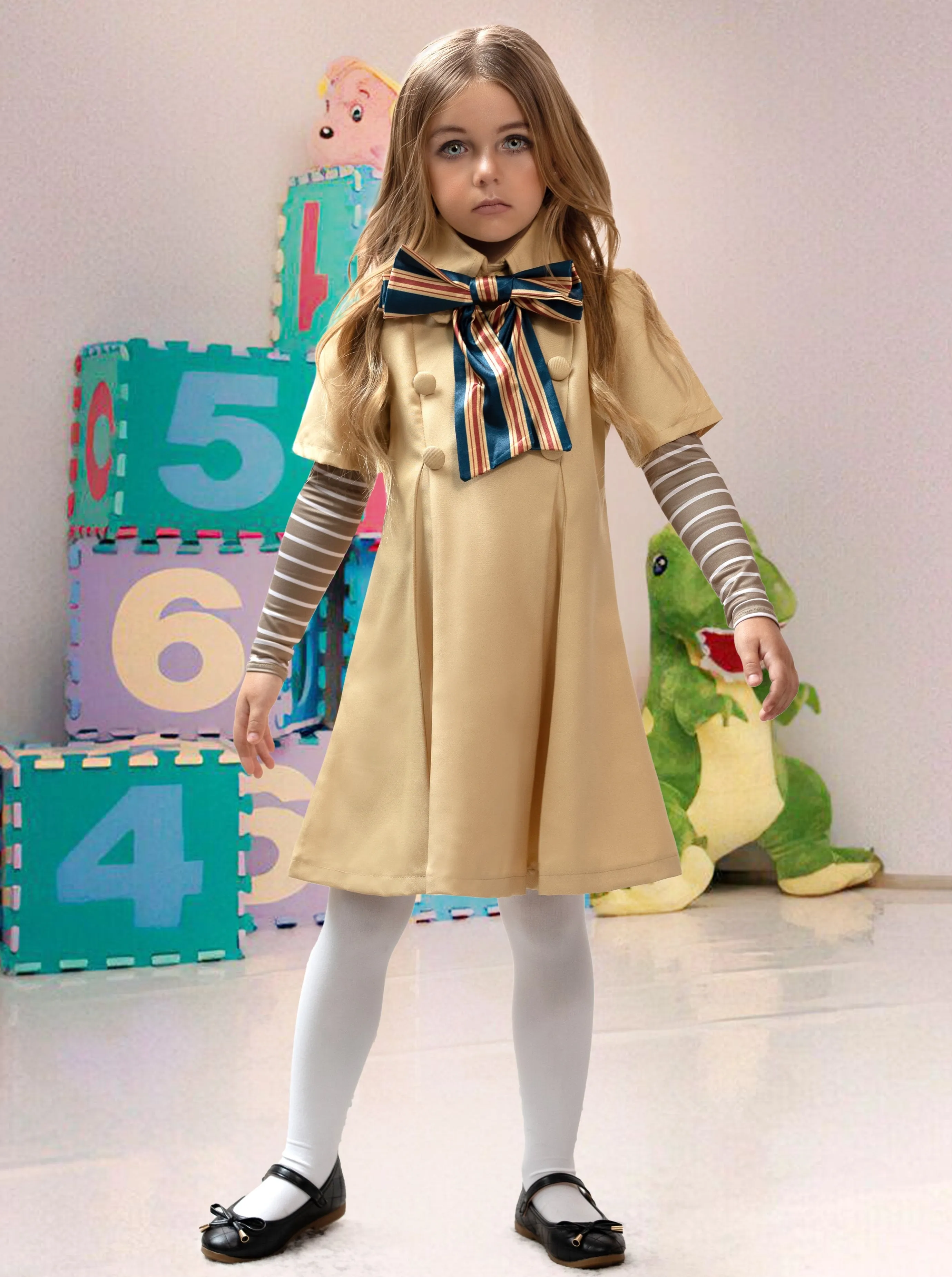 Girls M3GAN Inspired Trench Costume Dress