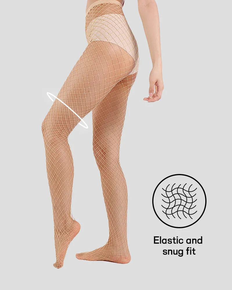 Glittering Metallic Fishnet Tights