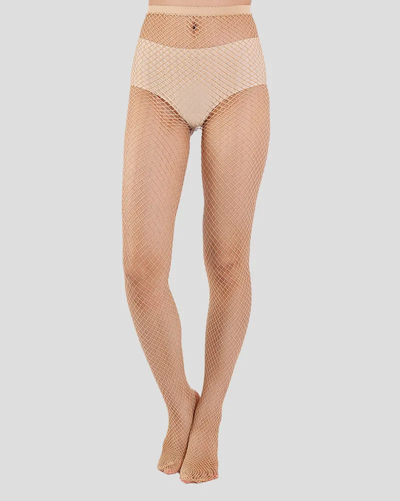 Glittering Metallic Fishnet Tights