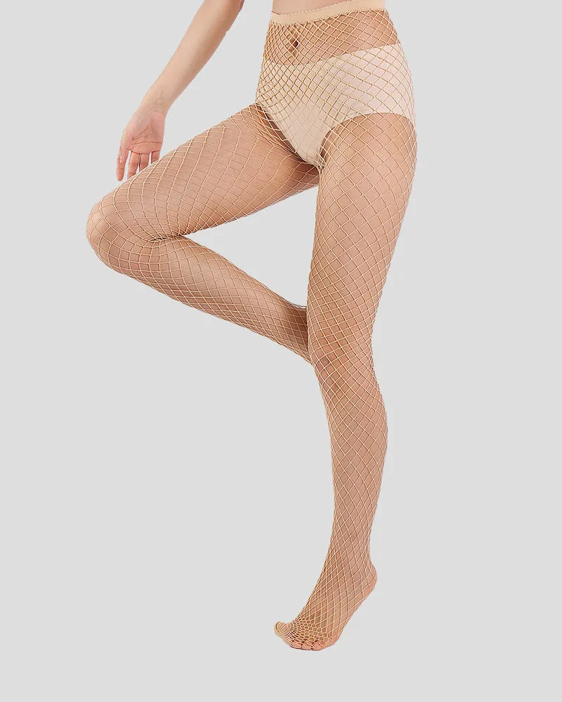 Glittering Metallic Fishnet Tights