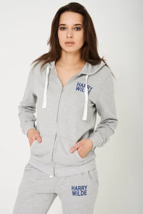 Harry Wilde Unisex Zip Through Hoodie in Grey