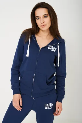 Harry Wilde Unisex Zip Through Hoodie in Navy