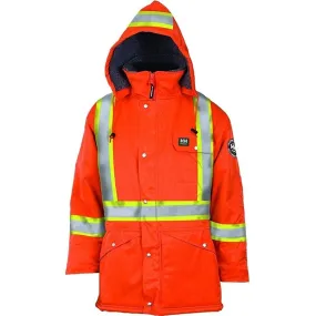 Helly Hansen Men's Hi-Vis Winter Work Parka Brandon - Beaver Nylon, Insulated, Reflective, Detachable Hood, Water-Repellent, Durable, Cold Weather Protection | Sizes XS, 4XL, 5XL