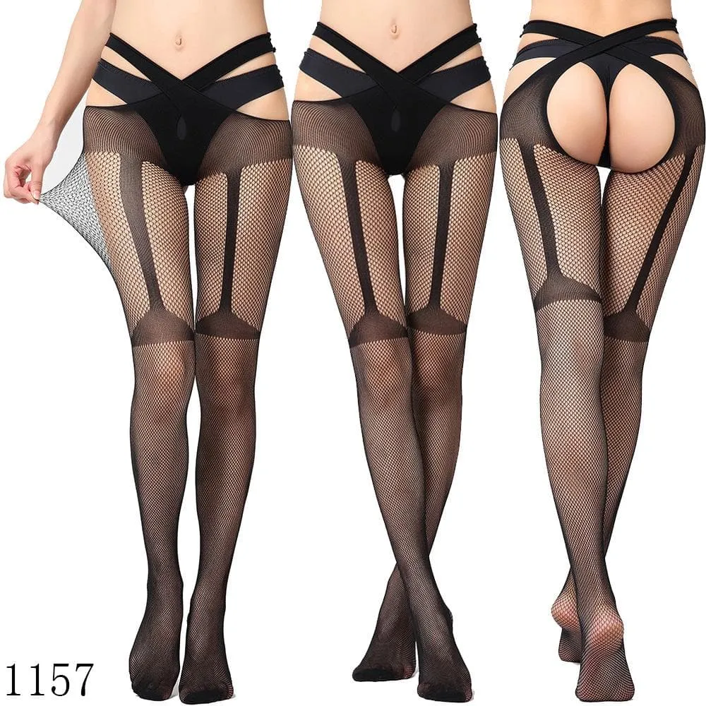 High waist suspender fishnet garter tights pantyhose