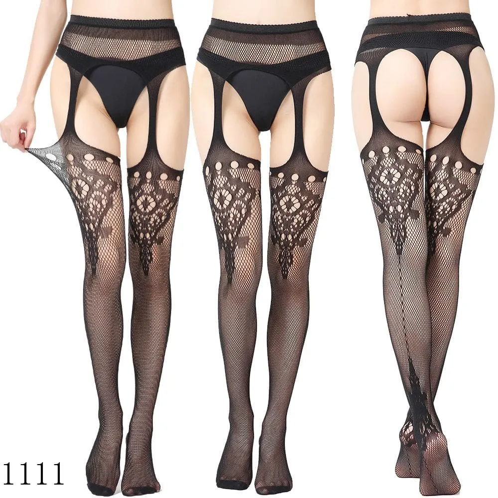 High waist suspender fishnet garter tights pantyhose