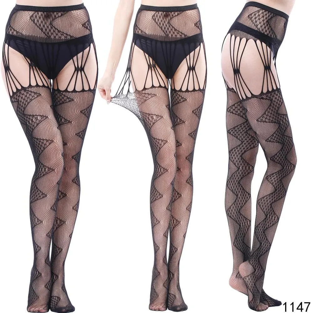 High waist suspender fishnet garter tights pantyhose