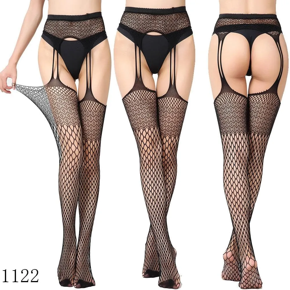 High waist suspender fishnet garter tights pantyhose